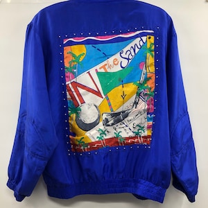 Vintage 1980’s Silk Jacket With Tropical Golf Back Image