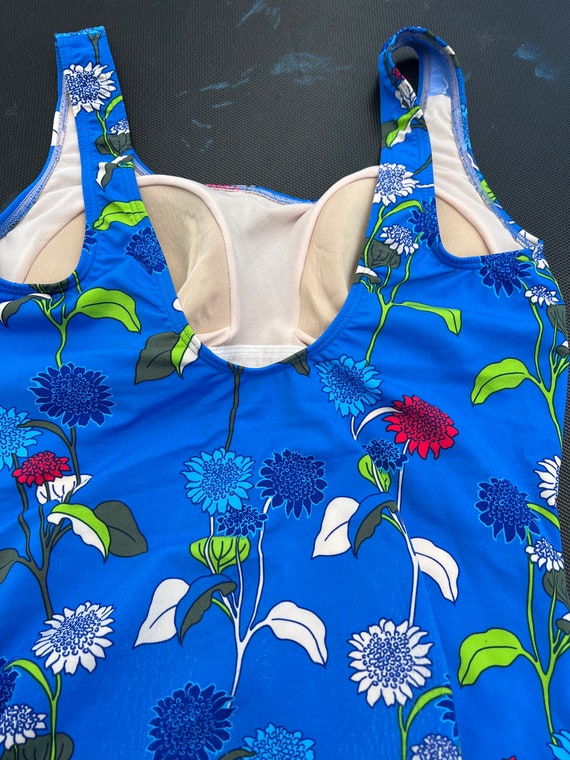 Vintage 1980’s Blue Floral One Piece Swimsuit - image 5