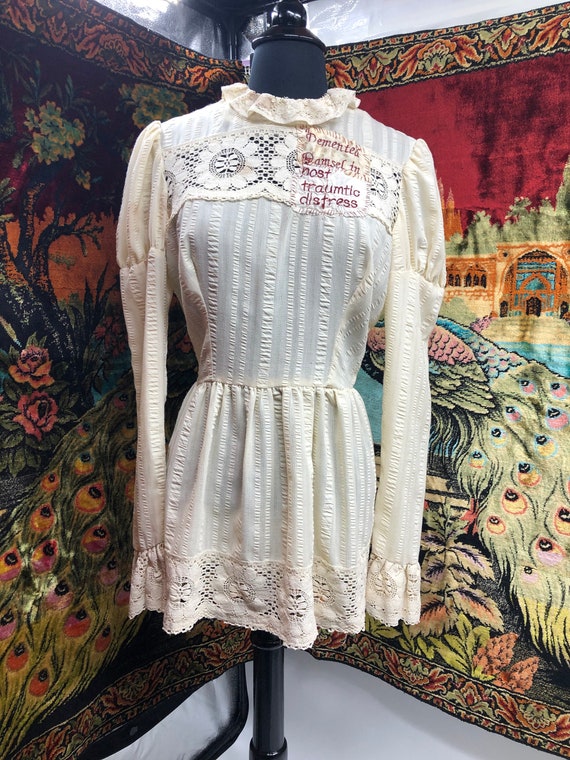 Vintage 1970’s Lace Bohemian Blouse with Patch - image 2