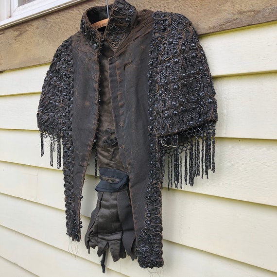 Victorian Heavily Beaded Capelet for Display or S… - image 3