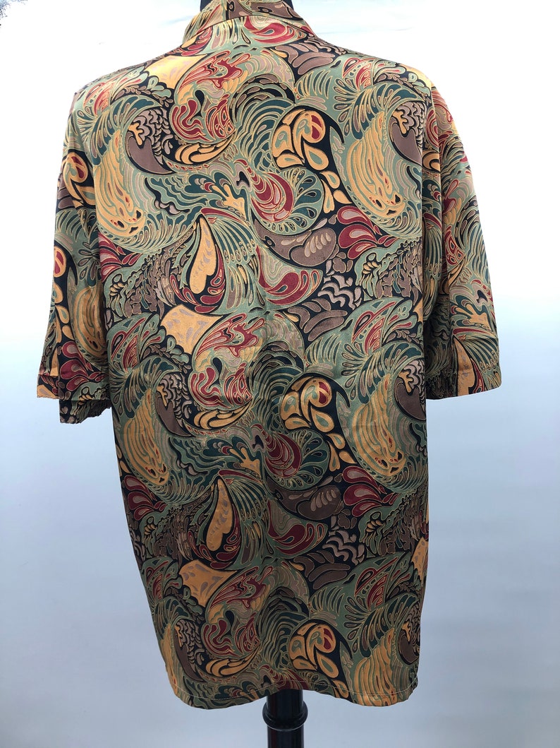 Vintage 1980\u2019s Silky Marbleized Print Blouse