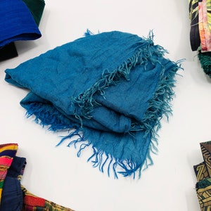 Woven Light Indigo Textile/ Shawl/ Scarf/ Wrap/ Throw