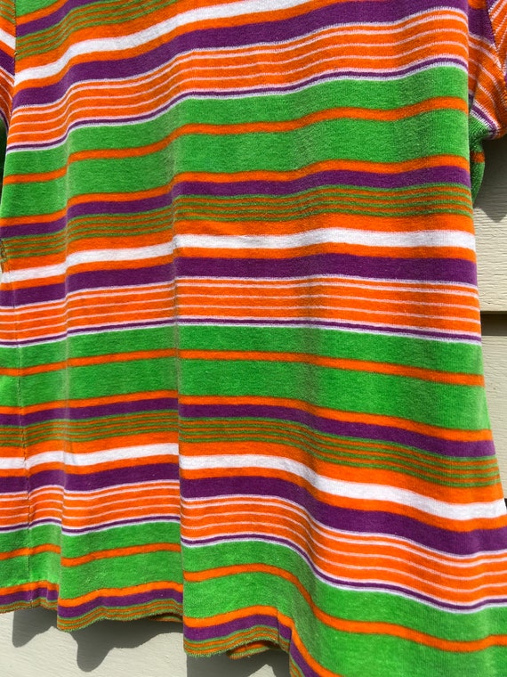 Vintage 1960’s Bright Velour Stripe Top by Glenbr… - image 3