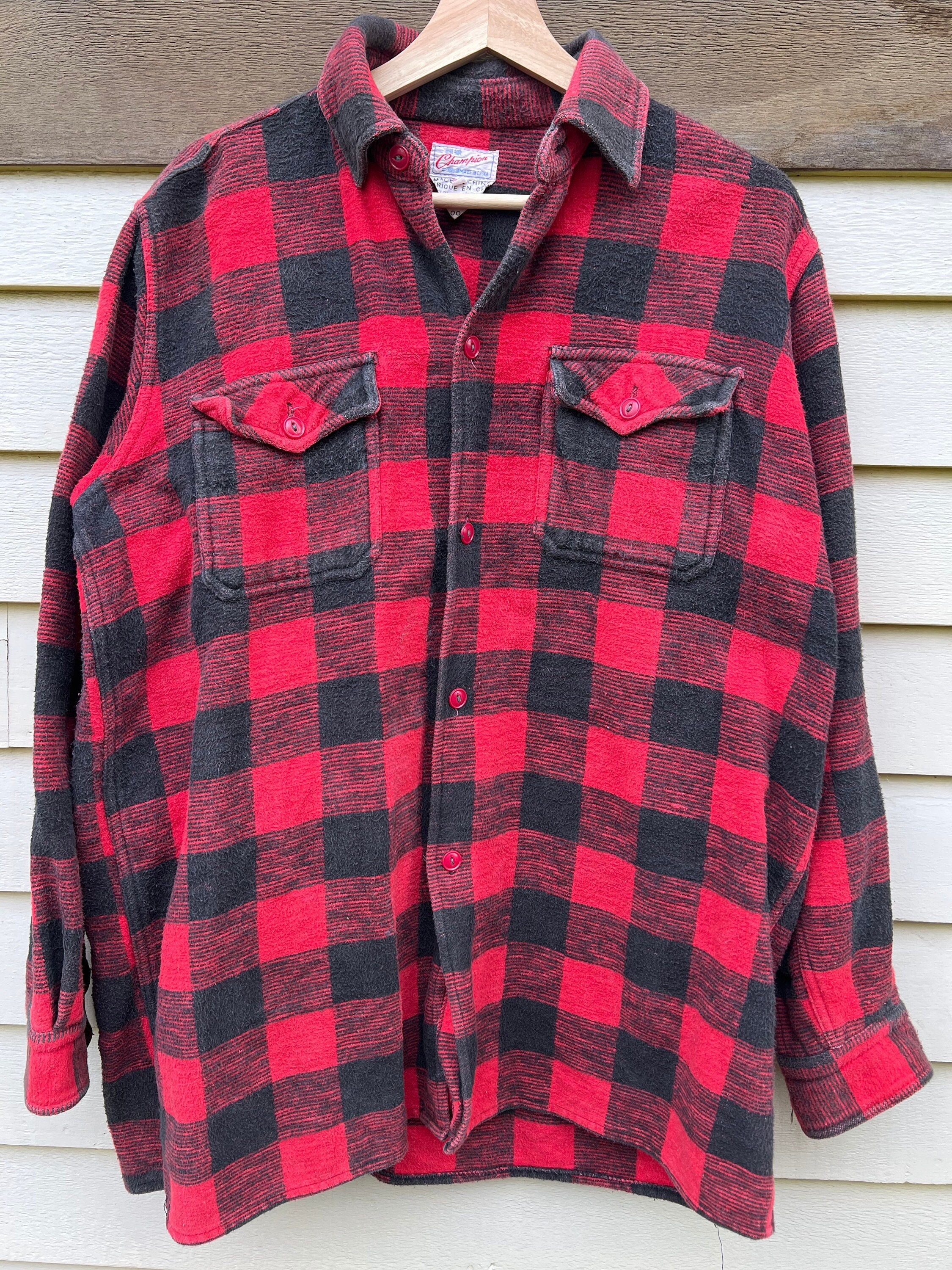 Vintage 1960s Champion Red Black Flannel Shirt - Etsy Canada