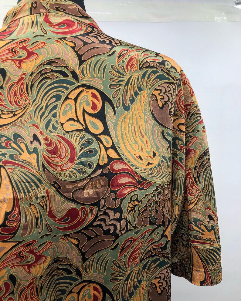 Vintage 1980\u2019s Silky Marbleized Print Blouse