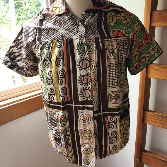Vintage 1950’s Mid Century Modern Cotton Smock Blo