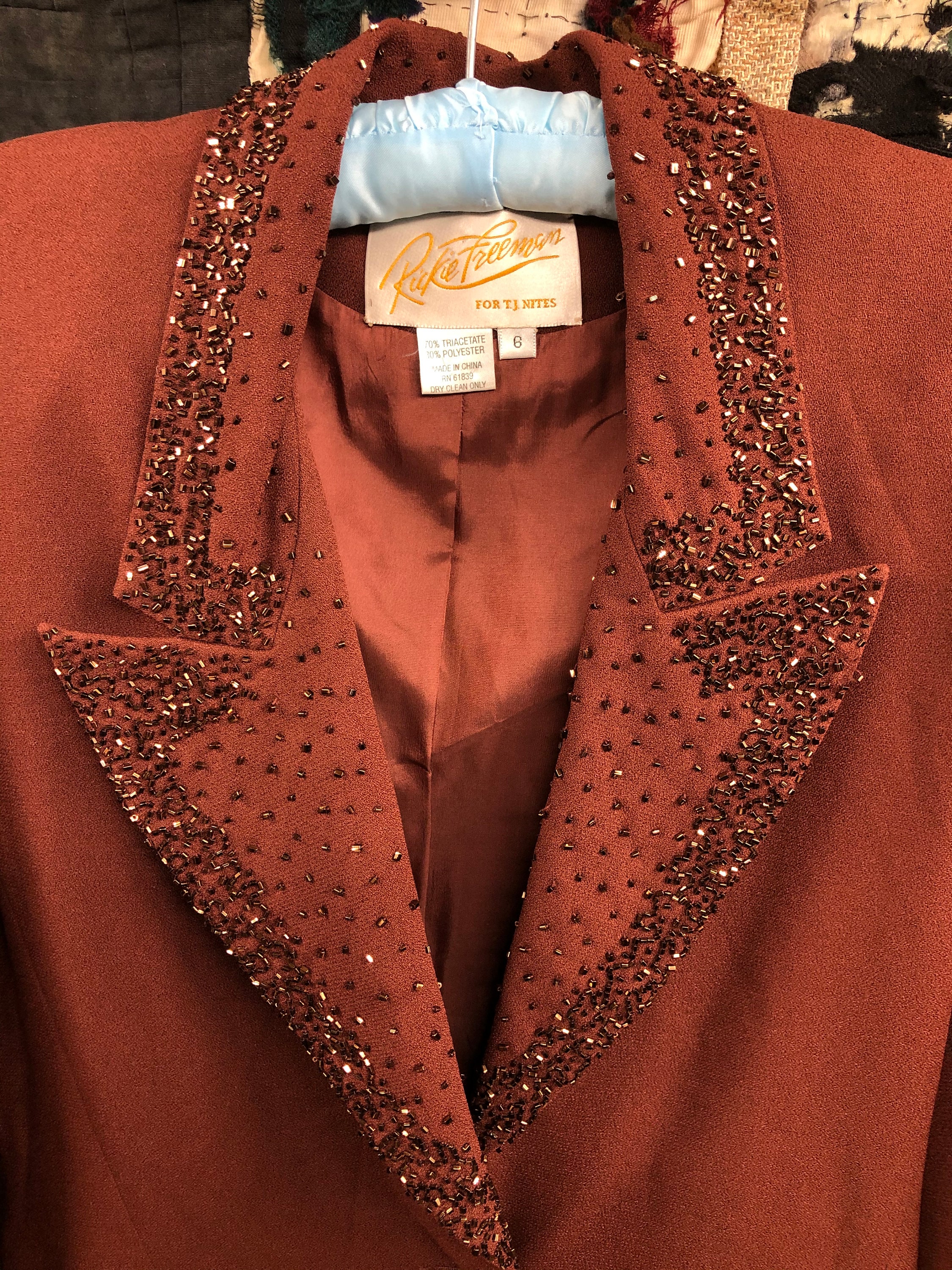 Real Vintage Search Engine Vintage 1980s Does 1940s Long Beaded Jacket in Chocolate Brown $43.20 AT vintagedancer.com