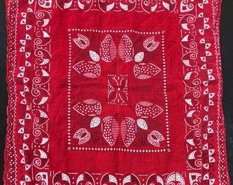 Vintage 1950’s Fast Color RN 15234 Red White Bandana Handkerchief