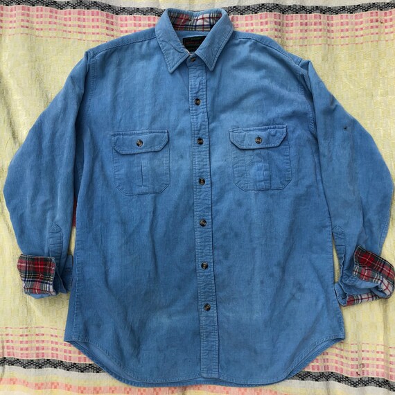 Vintage 80’s Baby Blue Corduroy Camp Shirt