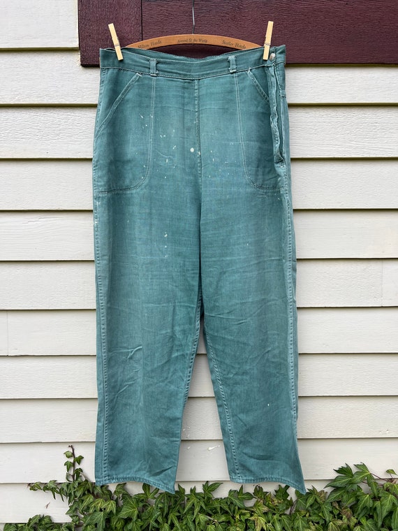 Favorite Find: 1940’s Faded Green Side Zip Pants … - image 1