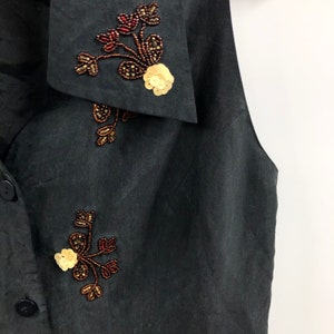 Vintage 1990s Silk Vest with Beadwork image 3