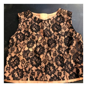 Vintage 1950’s Black Lace Petite Top with Pink Lining