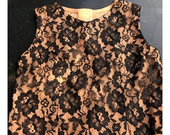 Vintage 1950’s Black Lace Petite Top with Pink Lining