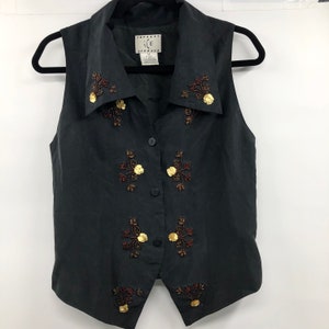 Vintage 1990s Silk Vest with Beadwork image 1