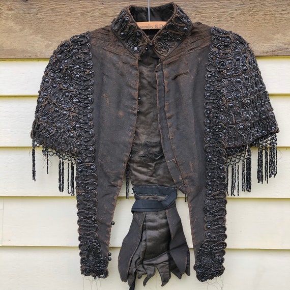 Victorian Heavily Beaded Capelet for Display or S… - image 1