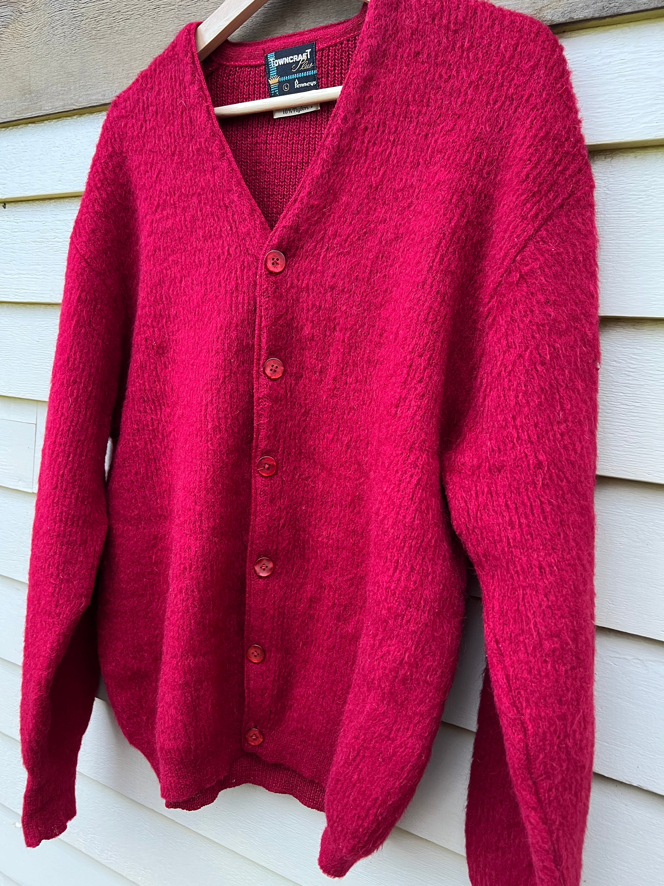 RARE 1950's Penny's Towncraft Red Mohair Cardigan - Etsy
