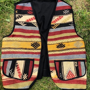 Vintage Kilim Woven Front Vest