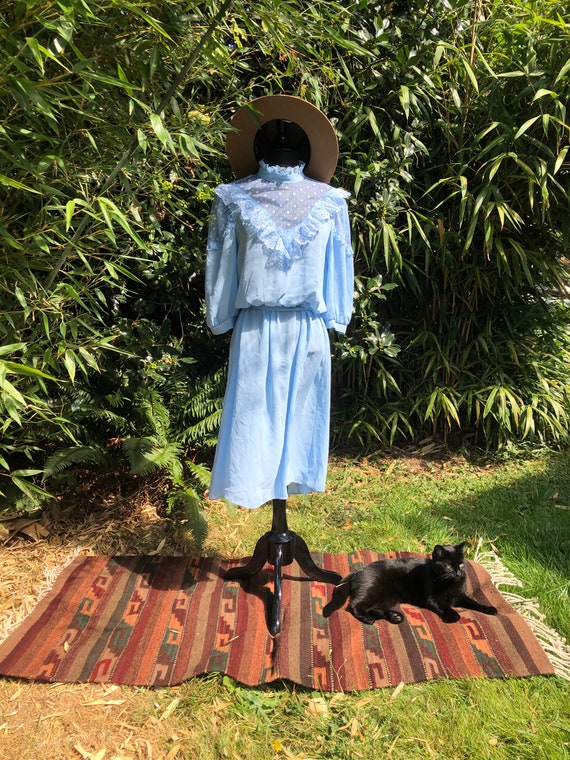Vintage 1970’s Gunne Sax Inspired Baby Blue Dress - image 1