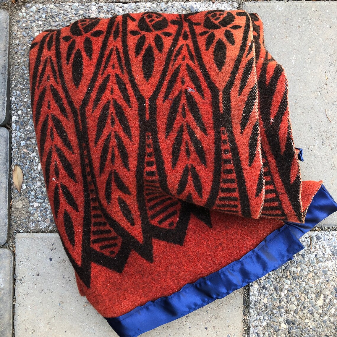 1930s Wool Blanket with Satin Trim Twin Size Etsy