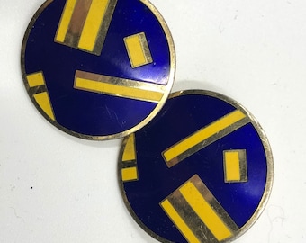 Vintage 1980’s Blue and Gold Post Earrings