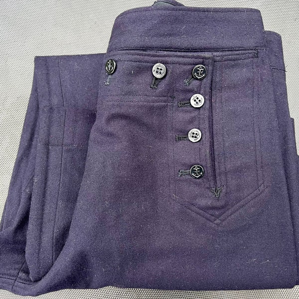 Vintage 1930’s Dark Navy Wool Sailor Pants 34R