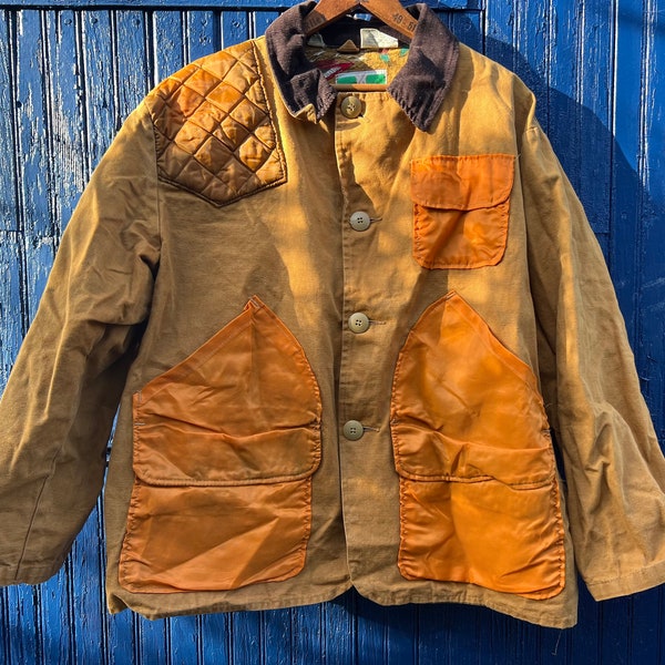 Vintage 1980’s Hunting Jacket / Duck Canvas / Brown + Orange