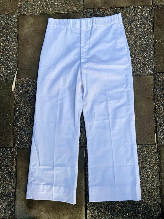 Vintage 1990’s  White Sailor Pants / Zip Front / … - image 1