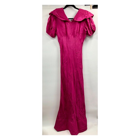 Vintage 1930’s Silk Fuchsia Gown with Quilting an… - image 8