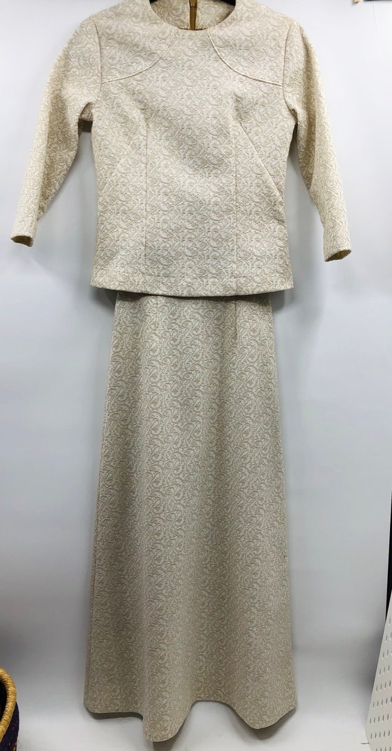 Vintage 1960’s Cream & Gold Brocade Two Piece Set - image 2