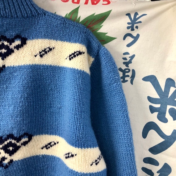 Vintage 1960’s Baby Blue Nordic Sweater Jumper Pu… - image 2