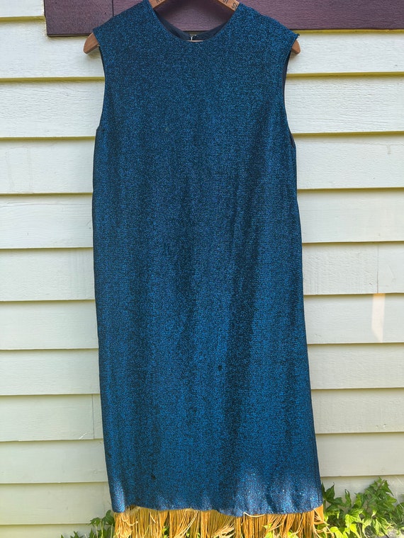 Vintage 1950’s Sparkly Electric Blue Dress with G… - image 3