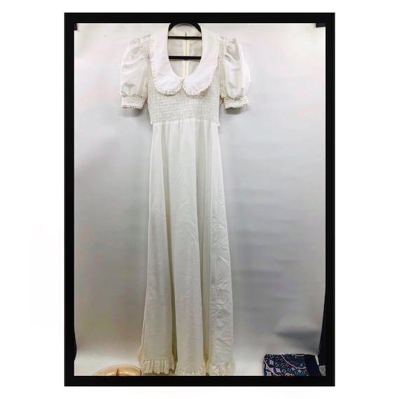 Vintage 1960’s Long White Prairie Dress