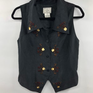 Vintage 1990s Silk Vest with Beadwork image 2