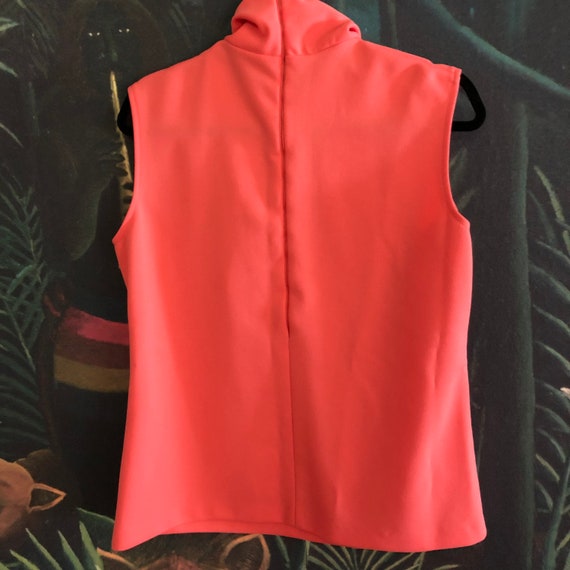 Vintage Coral Pink Polyester Sleeveless Mock Top - image 2