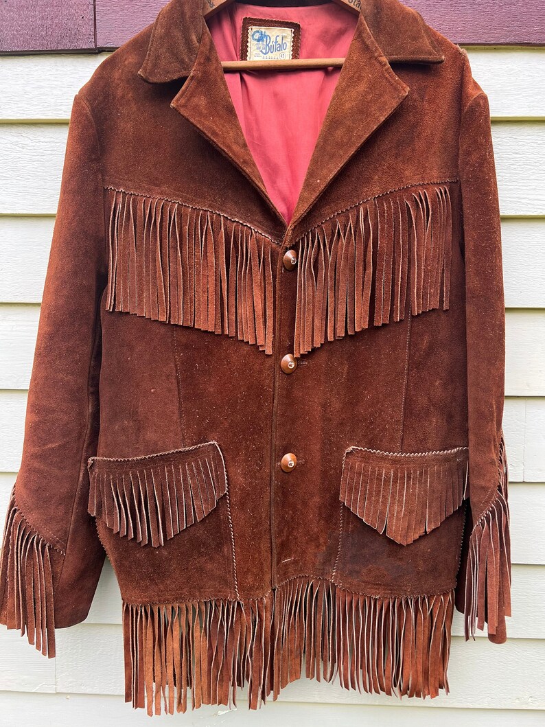 Vintage 1940’s Brown Suede Fringe Pioneer shops Jacket Size 42