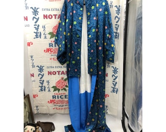 Vintage 1950’s Blue Silk Japanese Kimono