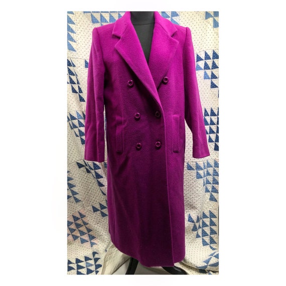 Vintage 1980’s Magenta Wool Double Breasted Coat