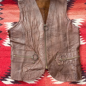 Amazing vintage 1940’s Brown Leather Motorcycle Vest