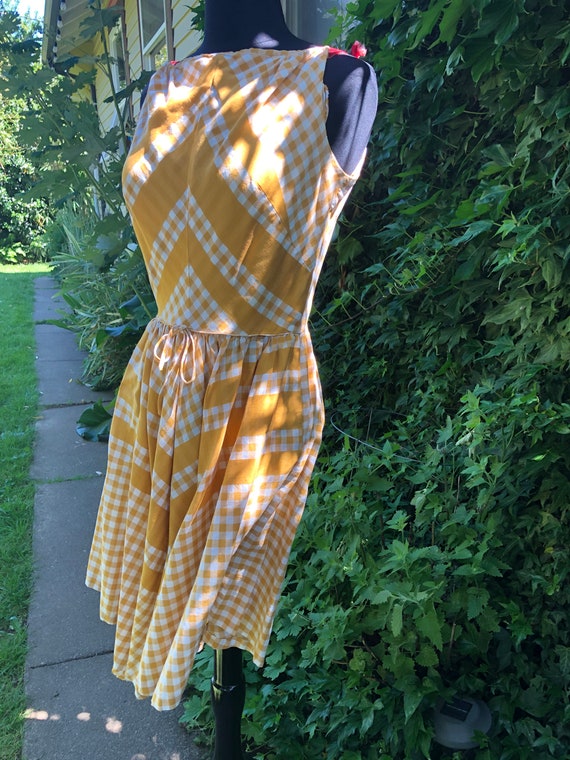 1950’s Golden Gingham Cotton Summer Dress - image 8