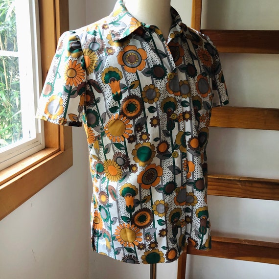 Vintage 1960’s Flower Power Handmade Cotton Smock
