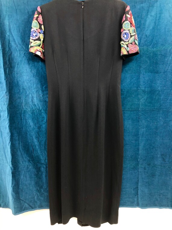 Vintage 1980’s Liz Claiborne Black Dress with Bea… - image 5