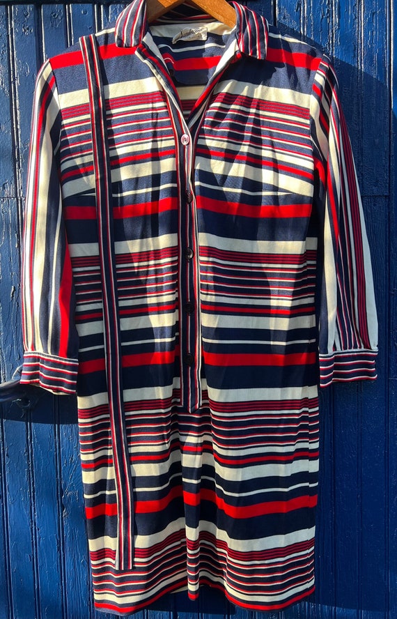 Vintage 1960’s Striped Button Front Dress with Bel