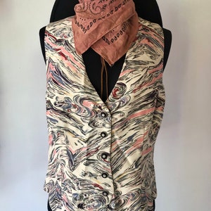 Vintage Y2K Watercolor Silk Crepe Romantic Vest