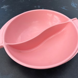 Mid Century Atomic Bubblegum Pink Boonton Boontonware Divided Serving Bowl