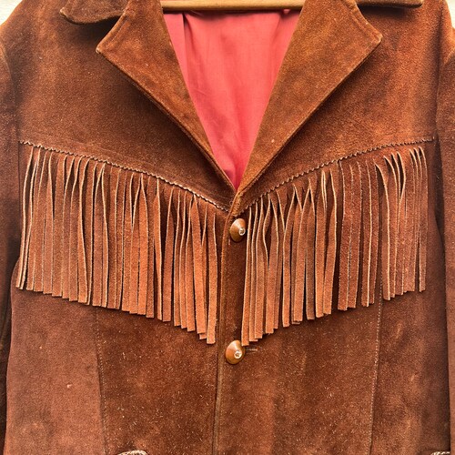 Vintage 1940’s Brown Suede Fringe Pioneer shops Jacket Size 42