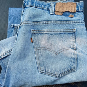 vintage années 1970 Levi’s 606 Orange Tab Light Wash Denim Jeans 36 x 33