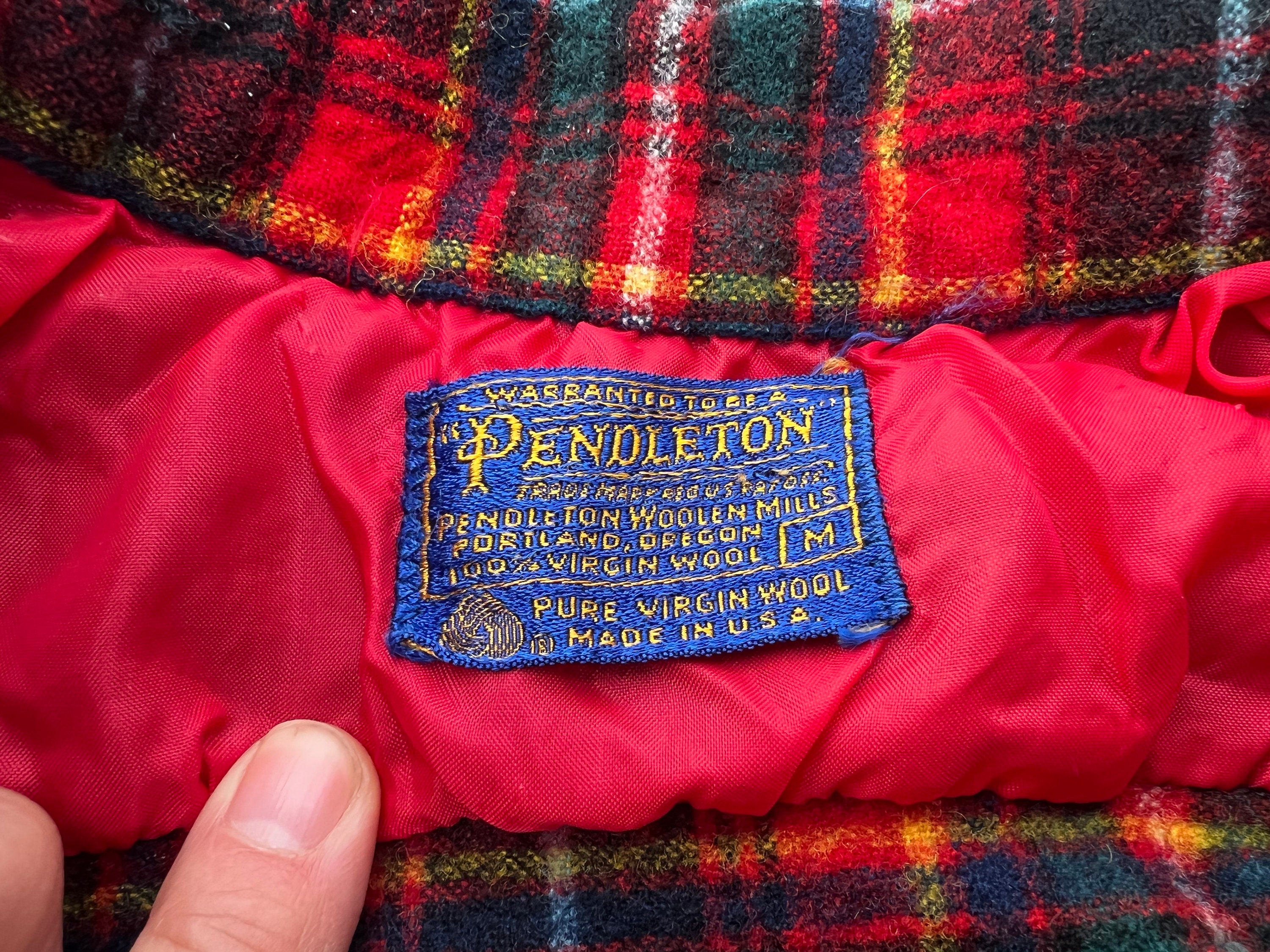 1950s Pendleton 100% Wool Flannel L Blue/Green Vintage Plaid