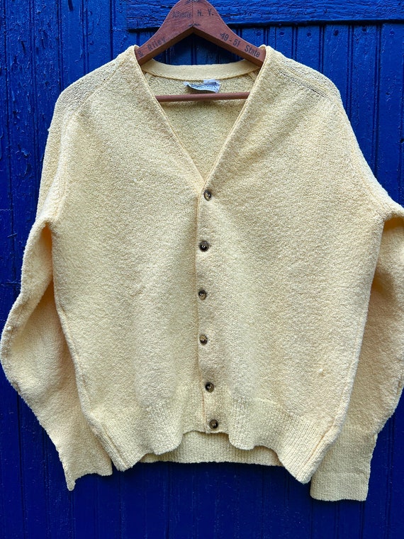 Vintage 1950’s Pale Yellow Nubby Cardigan