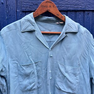トップス 50s vintage rayon shirt Vintage 50s Mens Rayon Gab Shirt Yellow VFG Small to Medium