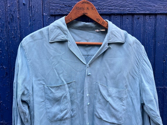 Vintage 50s〜60s rayon loop collar shirt